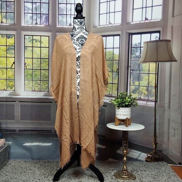 NWT SONOMA TEXTURED GAUZE CINCHED TOPPER (GOLD / OS) - Picture 3 of 14